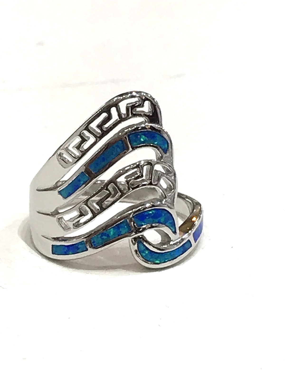 Sterling Silver Ring 925 with Blue Opal