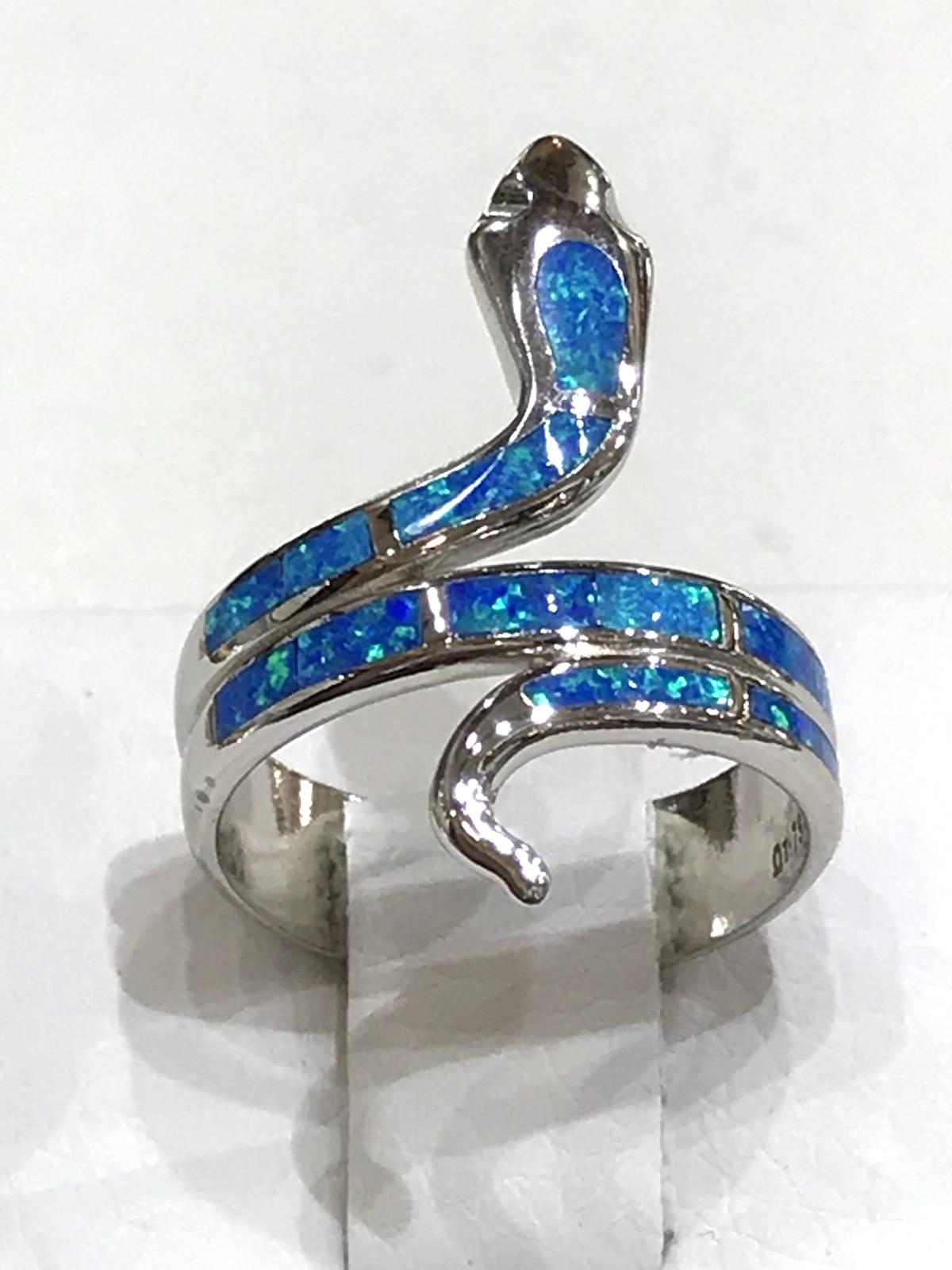 Sterling Silver Ring 925 with Blue Opal