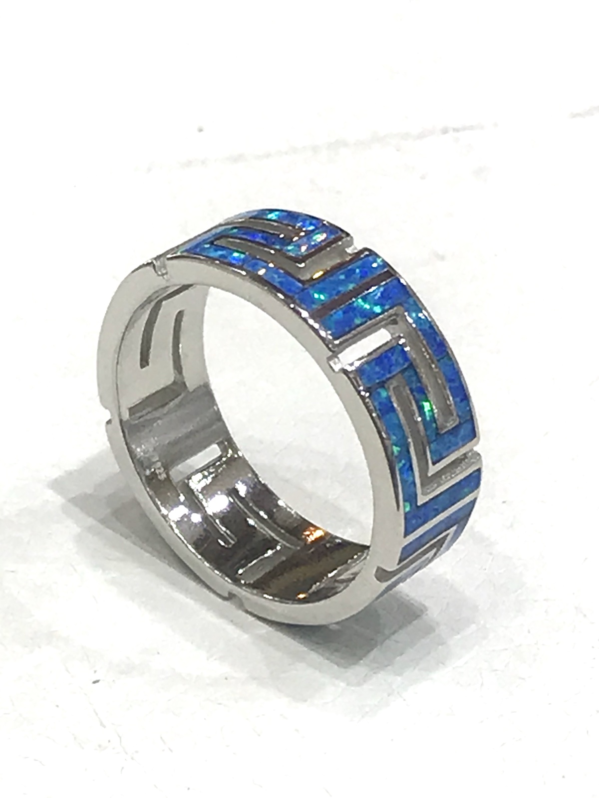 Sterling Silver Ring 925 with Blue Opal