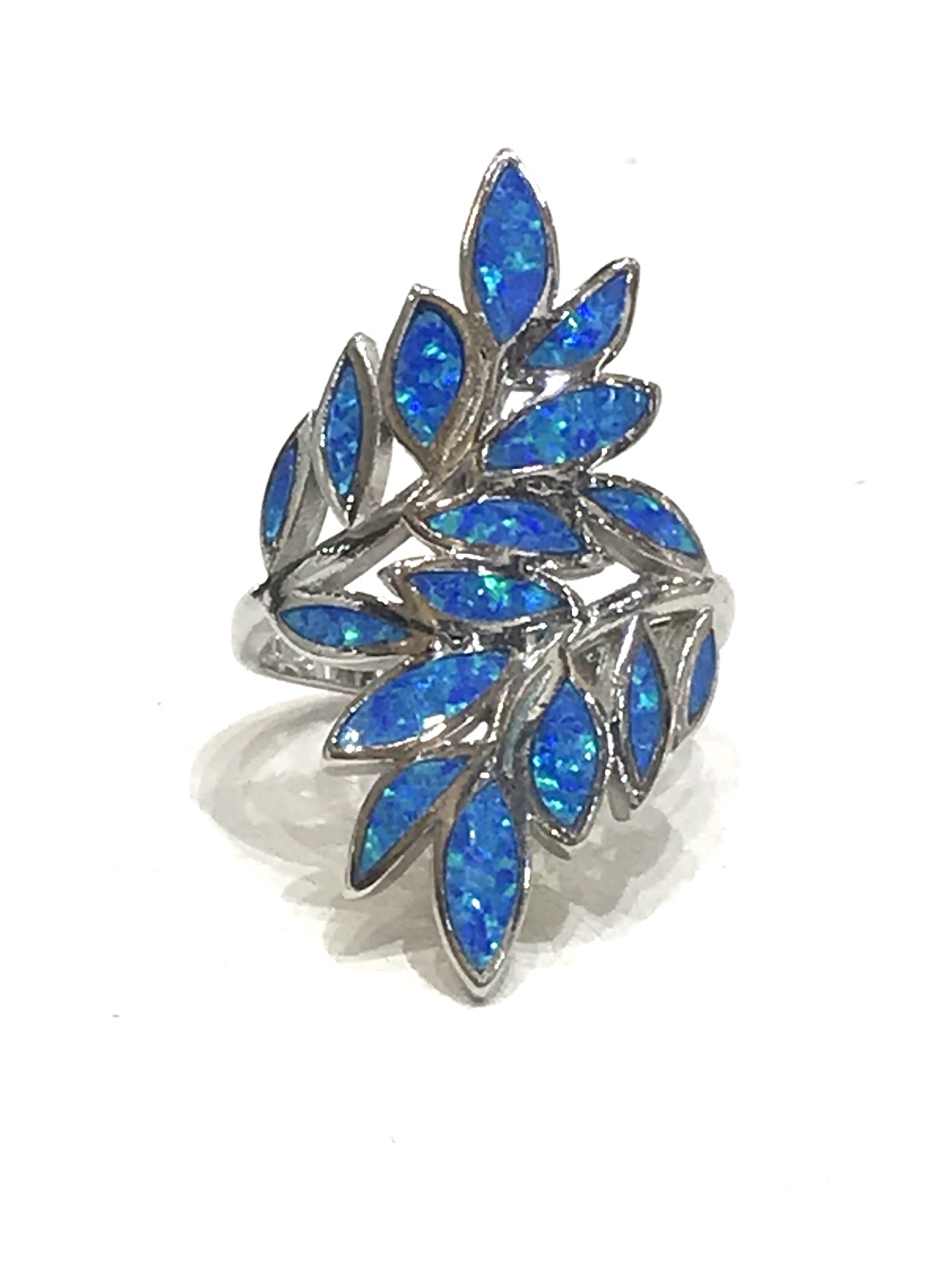 Sterling Silver Ring 925 with Blue Opal