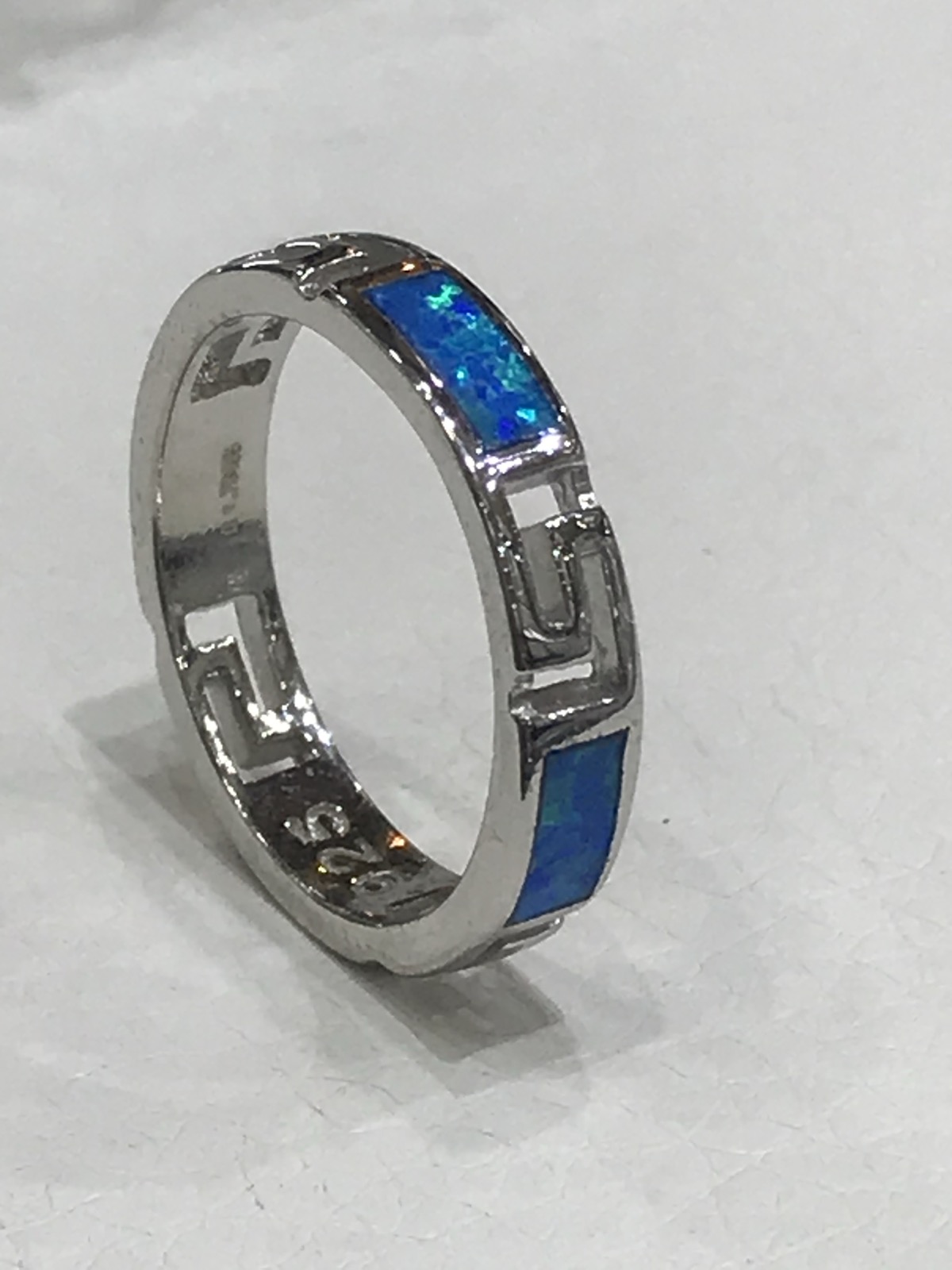 Sterling Silver Ring 925 with Blue Opa