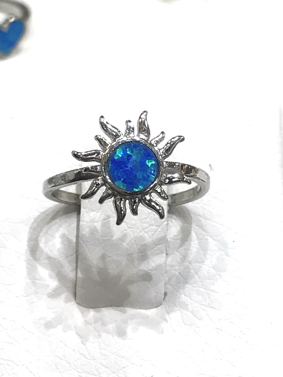 Sterling Silver Ring 925 with Blue Opa